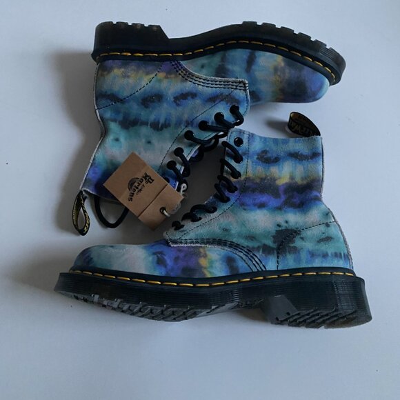 NWT Dr. Martens 1460 Pascal Blue Tie Dye Leather Women's Boots Size 6 27242 - Picture 7 of 16